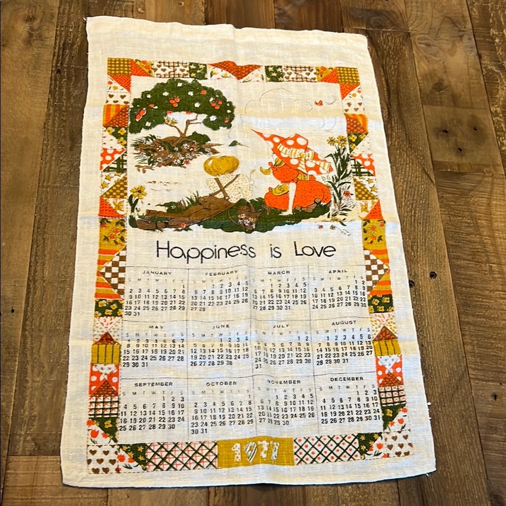 Vintage 1977 Calendar Tea Towel